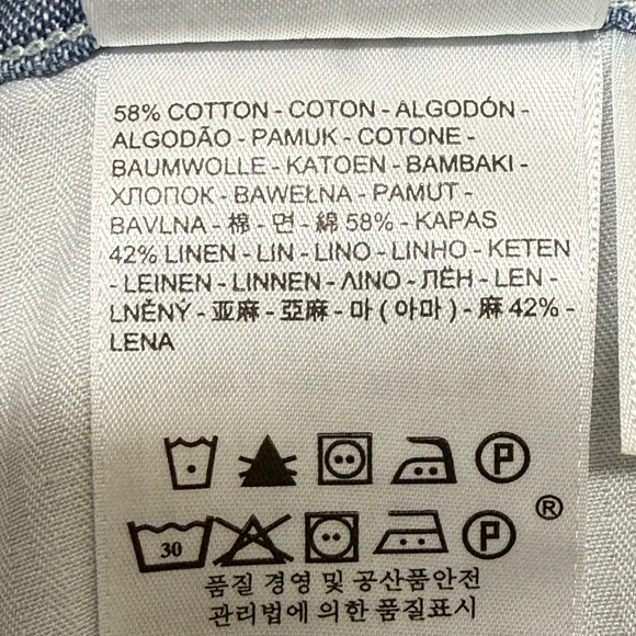 Levi’s size 30 Women’s Blue Chambray Linen Blend Mid Rise Boyfriend Beach Pants - Picture 8 of 9